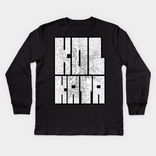 Kolkata, India City Map Typography - Light Kids Long Sleeve T-Shirt